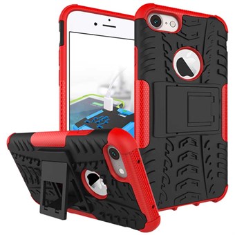 Fashion Fit Silicone and Plastic Cover with Stand Function for iPhone 7 / iPhone 8 - Red